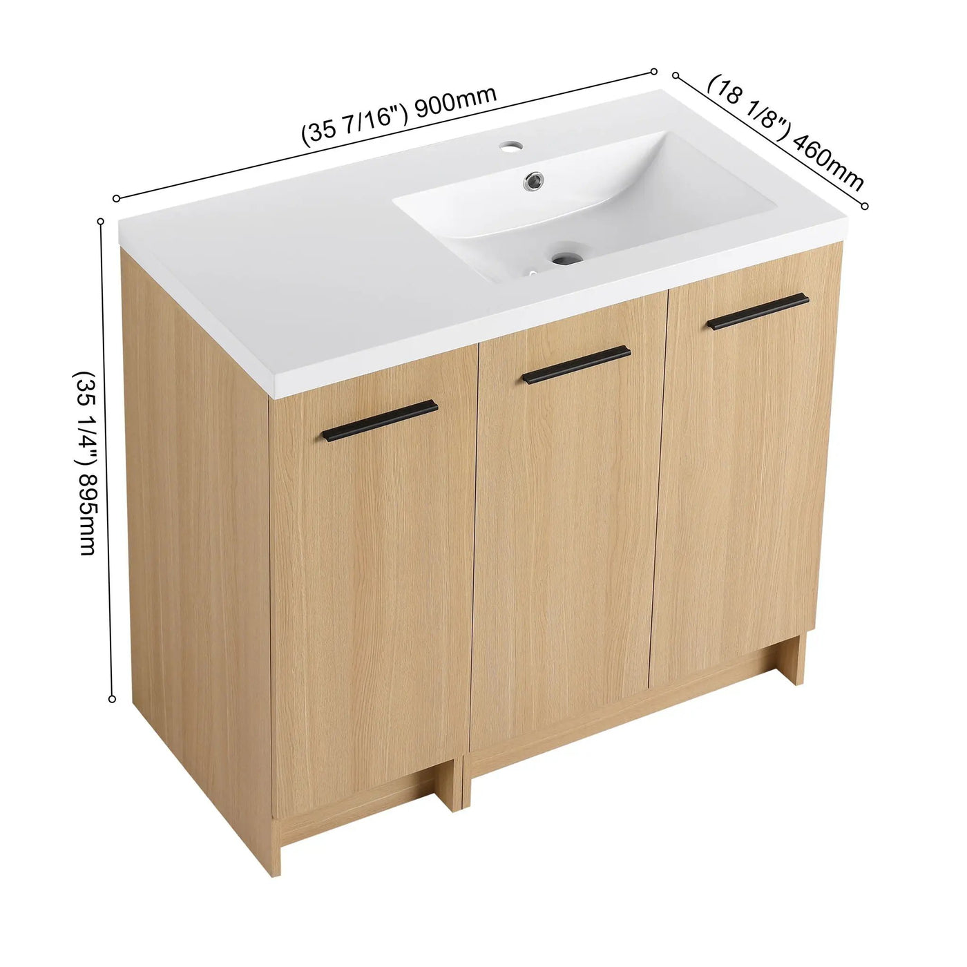 Wall Mounted Floating Bathroom Vanity With Sink, 3 Door Modular Cabinet by HouseOfZazla