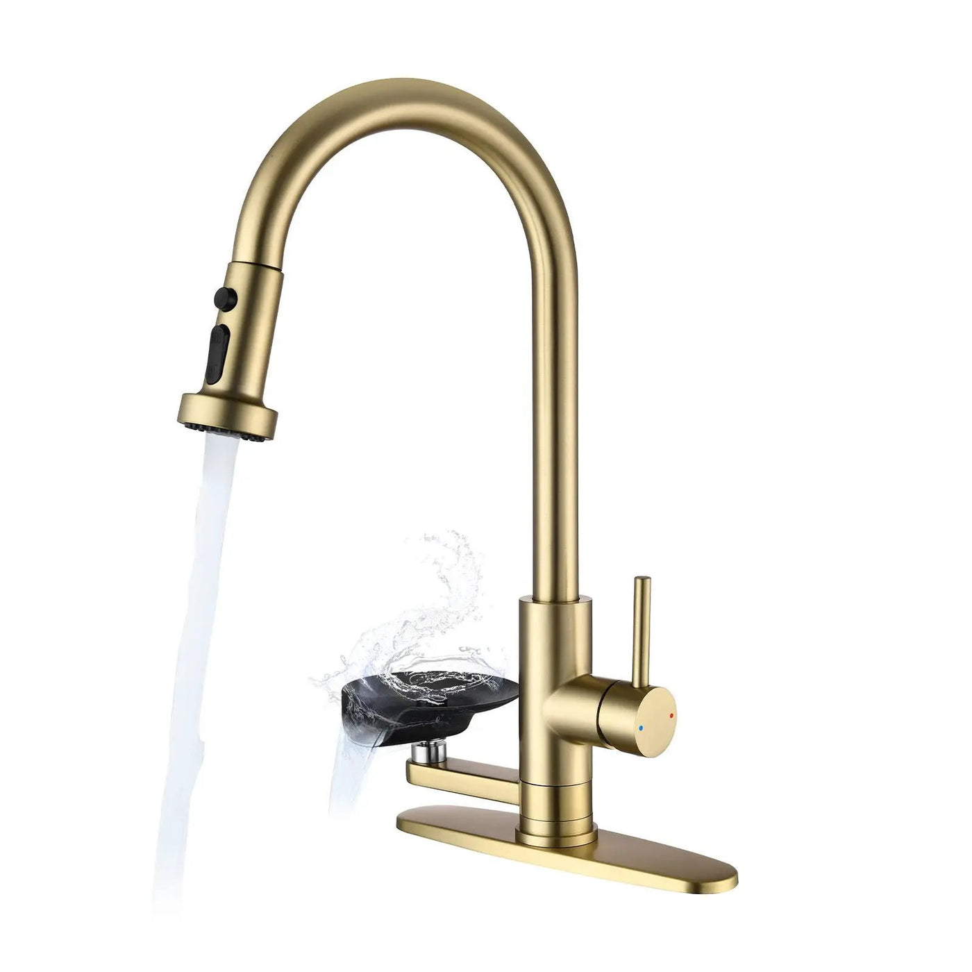 3 In 1 Kitchen Faucet With Press Type Glass Rinser, High Arc Pull Down Sprayer by HouseOfZazla