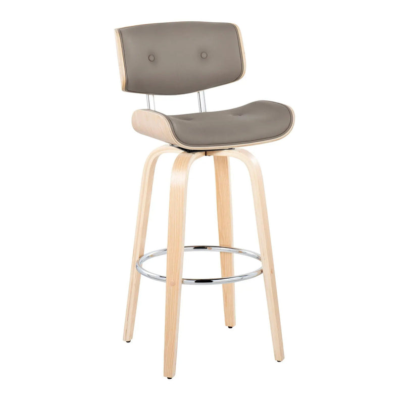 Lombardi - Mid Century Modern Fixed Height Barstool With Swivel With Round Footrest (Set of 2) by Unique Piece Furniture