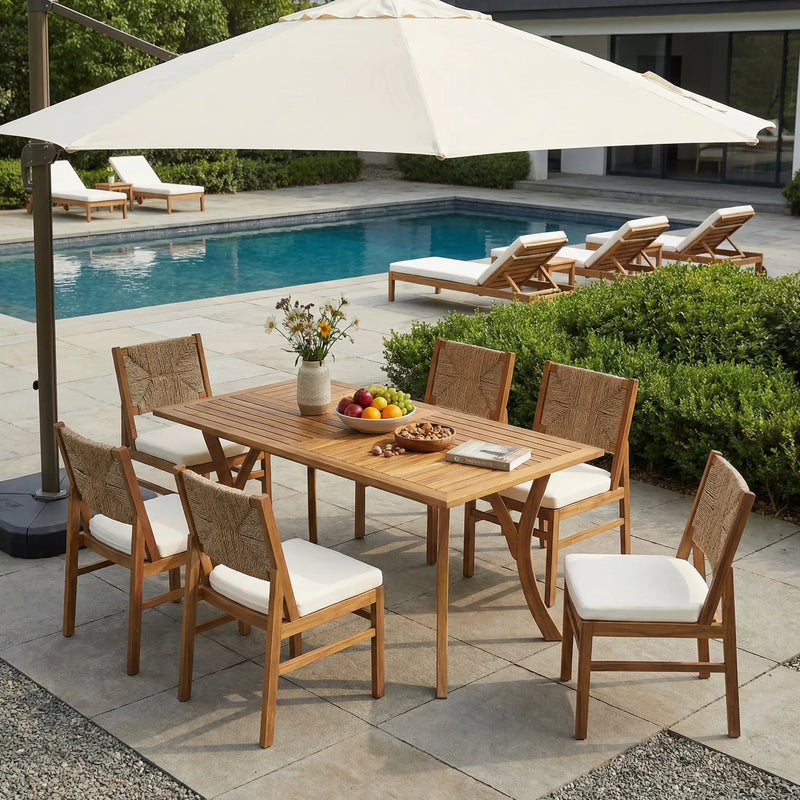 Outdoor 7 Piece Patio Rustic Acacia Wood Dining Set by HouseOfZazla