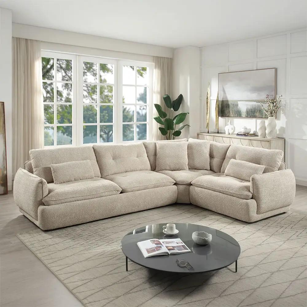 Jonina - Sectional Sofa With 4 Pillows - Beige Chenille by Unique Piece Furniture