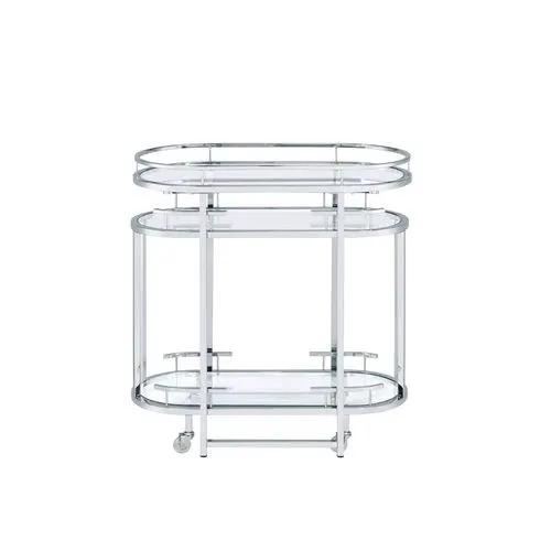 Piffo - Serving Cart Set - Clear Glass & Chrome by Unique Piece Furniture