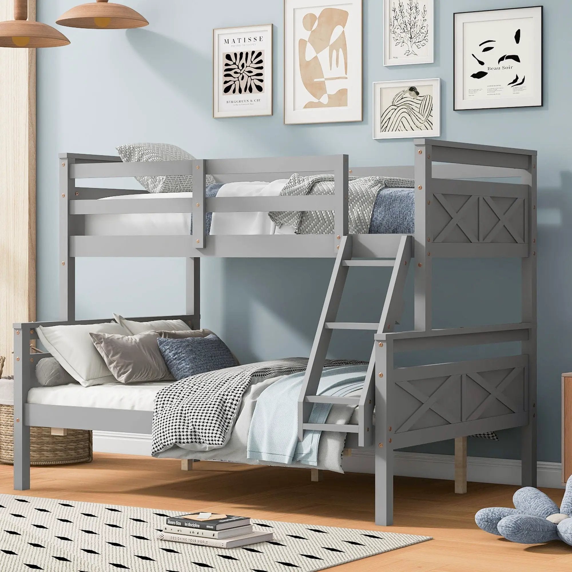 Bunk Bed With Ladder And Safety Guardrail by Unique Piece Furniture
