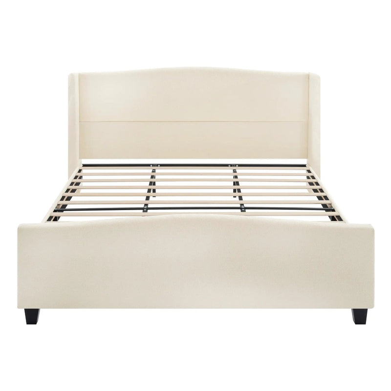 King Size Bed Frame with Upholstered Teddy Velvet Headboard by HouseOfZazla