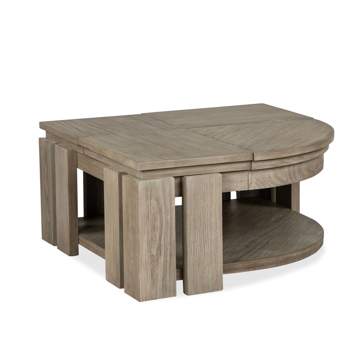 Conrad - Pie Shaped Lift Top Cocktail Table With Casters - Stone Harbor Gray, photo 7 of 7