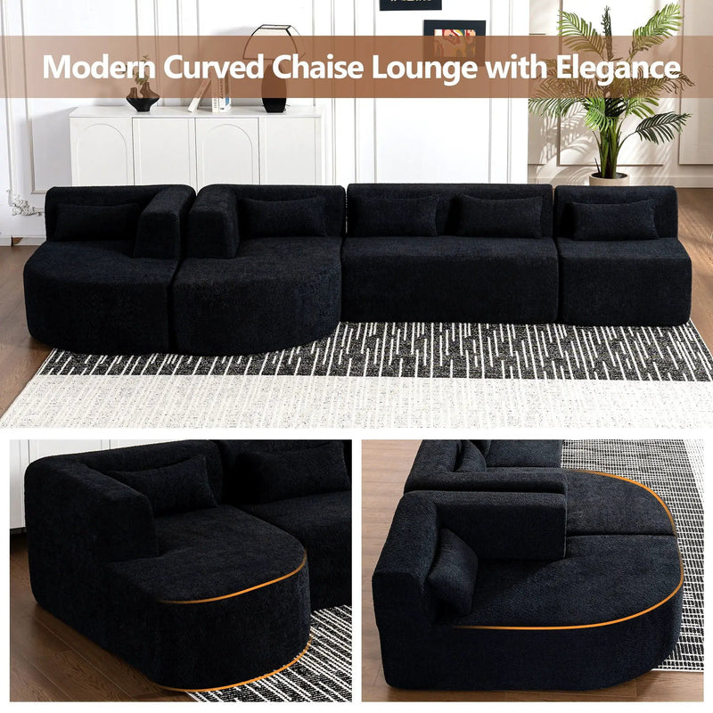 Upholstered Sofa Free Combined Sofa Couch With 2 Chaise Lounge And Five Back Pillows For Living Room by HouseOfZazla
