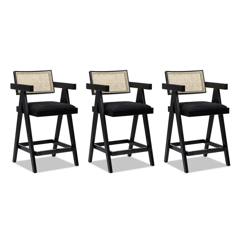 Milan - Modern Webbing Back Stool With Arms (Set of 3) by HouseOfZazla