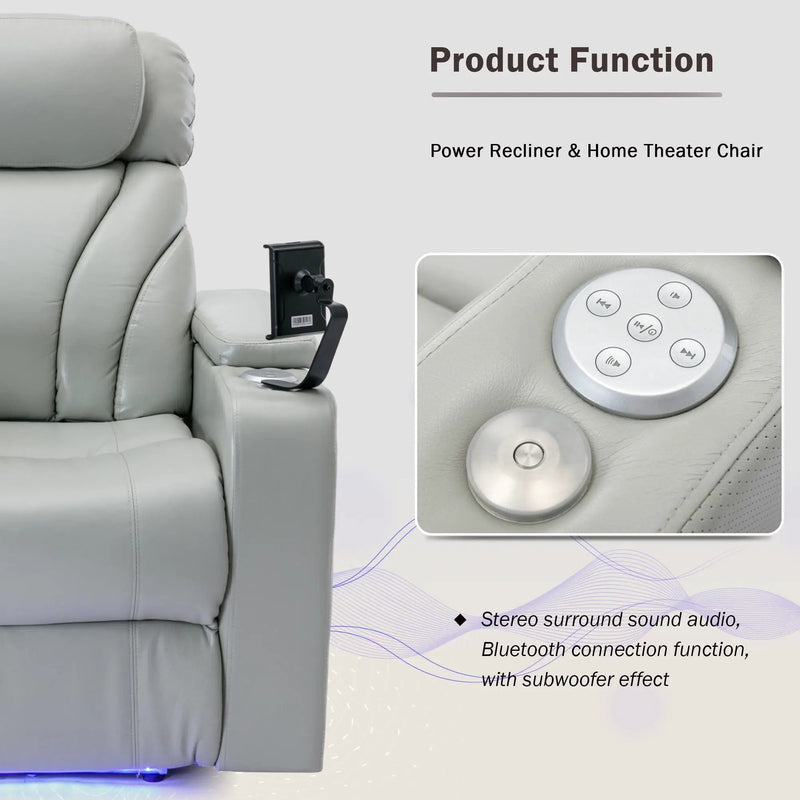 Power Motion Recliner Electric Power Recliner With USB Charging Port, Hidden Arm Storage, Convenient Cup Holder And tooth Speaker by HouseOfZazla