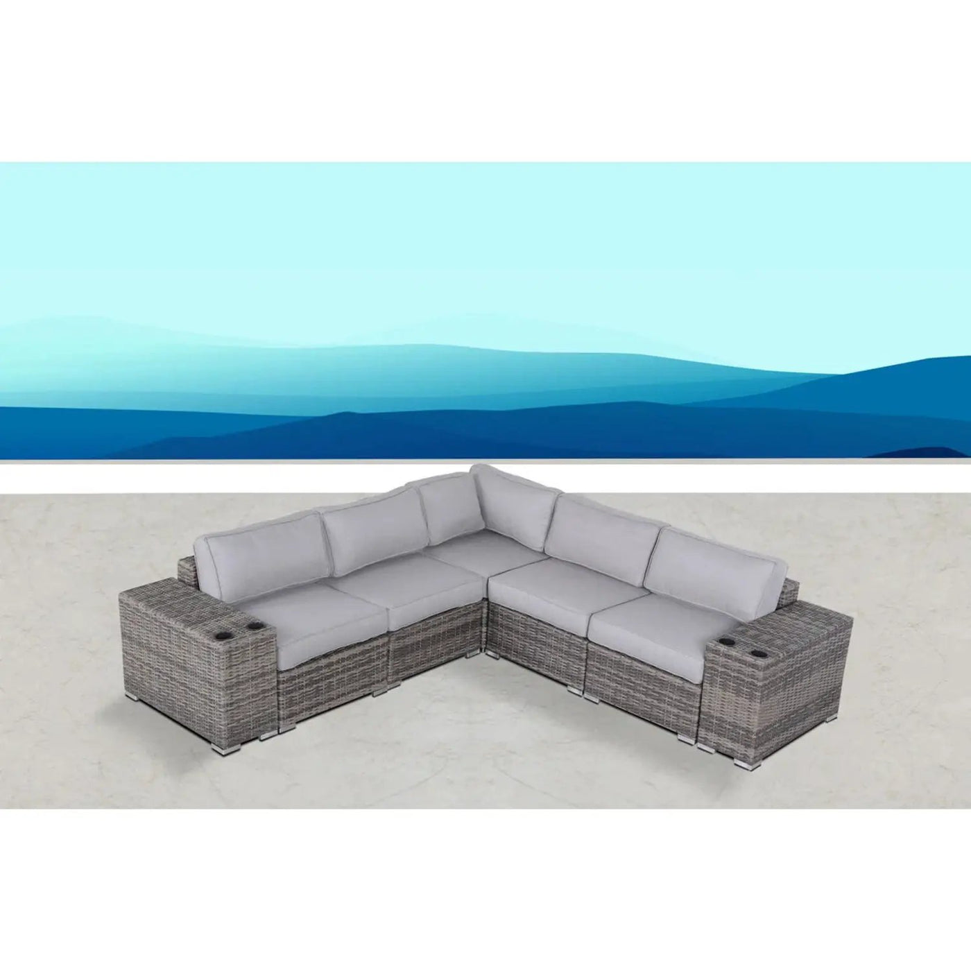 Modern Rattan Wicker Seating Group With Cushions by HouseOfZazla