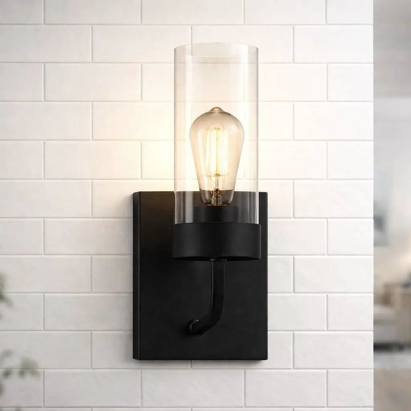 Zephyr - Single Light Sconce - Black / Clear by HouseOfZazla
