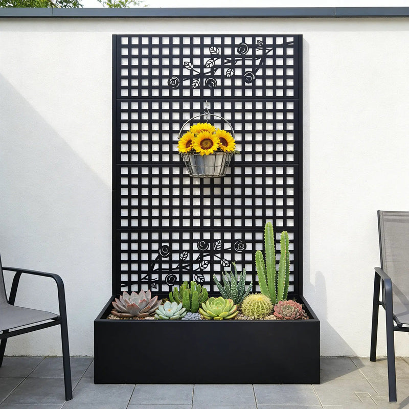 Metal Planter Box with Trellis by HouseOfZazla