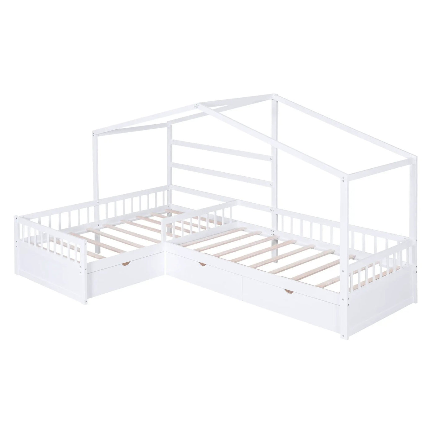 L Shape Platform Bed With 3 Storage Drawers by HouseOfZazla