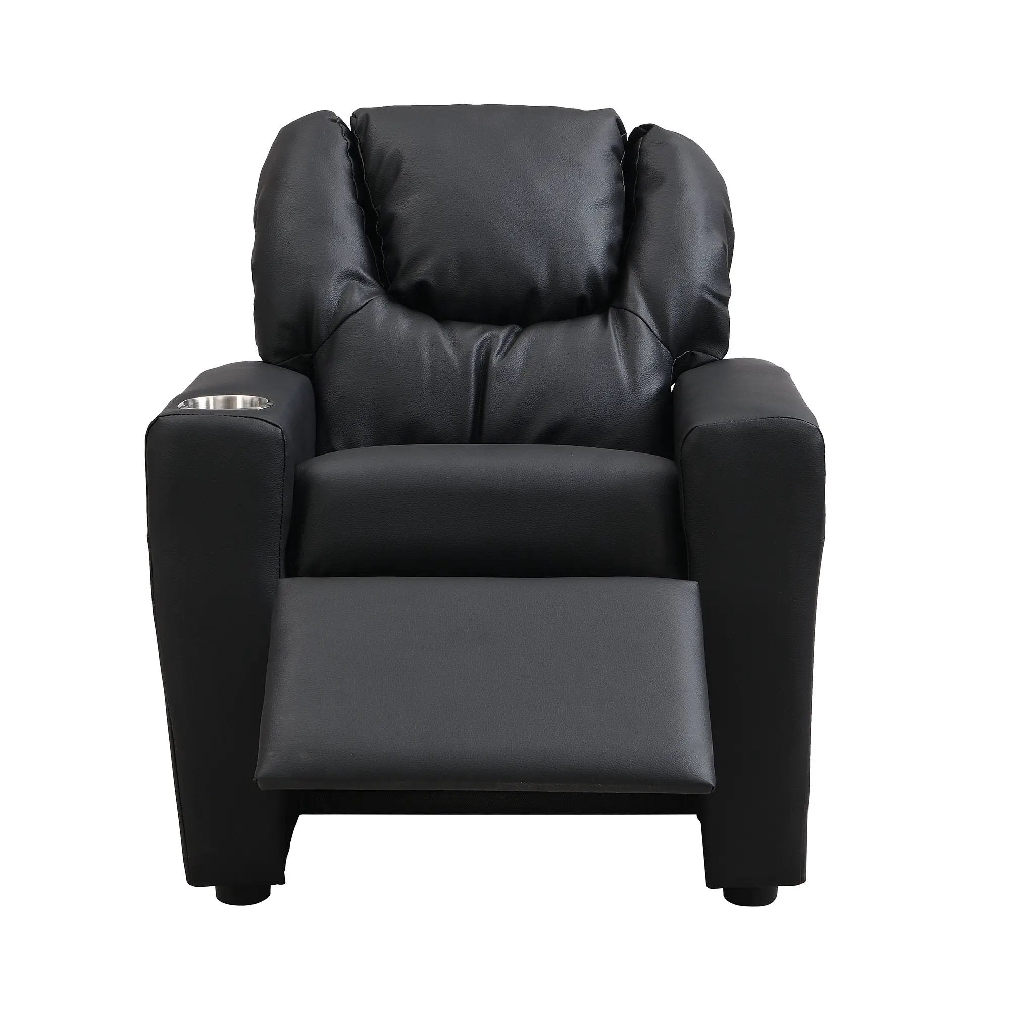 Sally Deluxe Kids Recliner Chair With Cup Holder - Black by HouseOfZazla