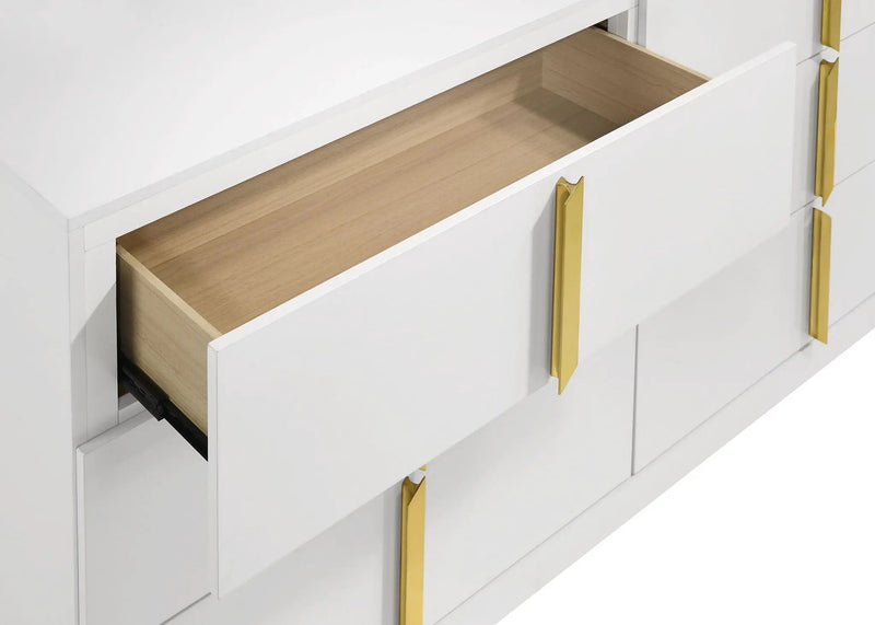 Ines 6-drawer Bedroom Dresser Cabinet White High Gloss by Unique Piece Furniture
