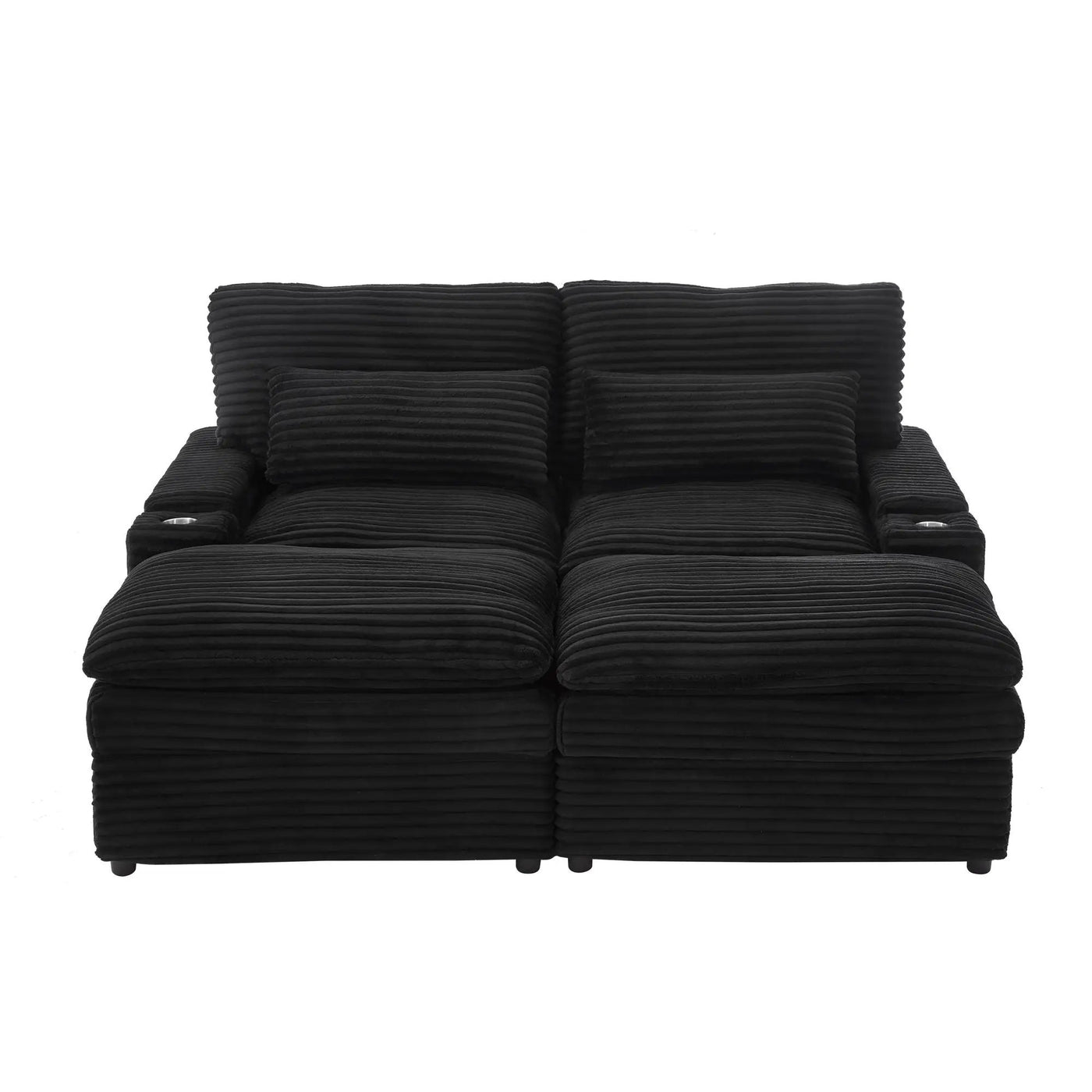 Convertible Loveseat Sofa With Storage, USB Ports, Cup Holders by HouseOfZazla