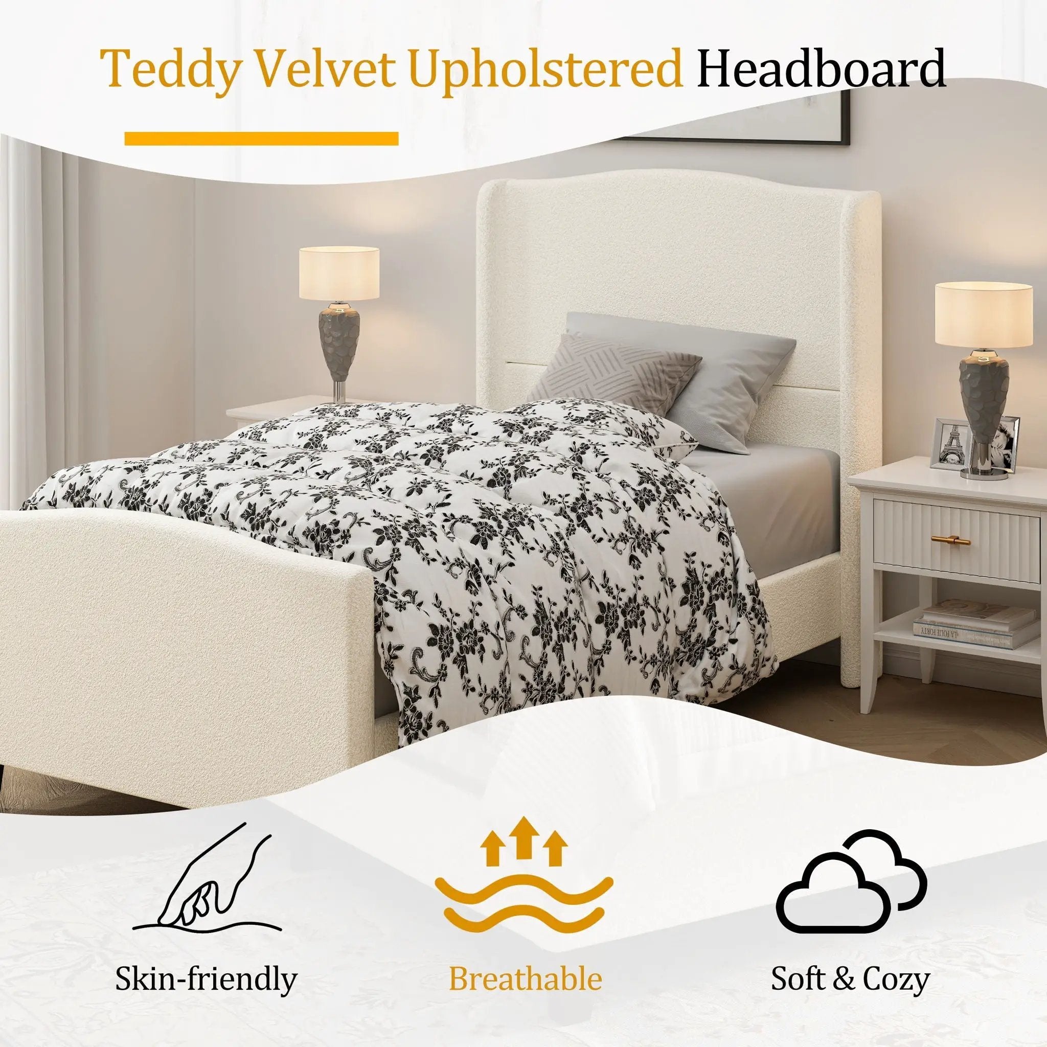 Platform Bed Frame With Tall Headboard And High Footboard by HouseOfZazla