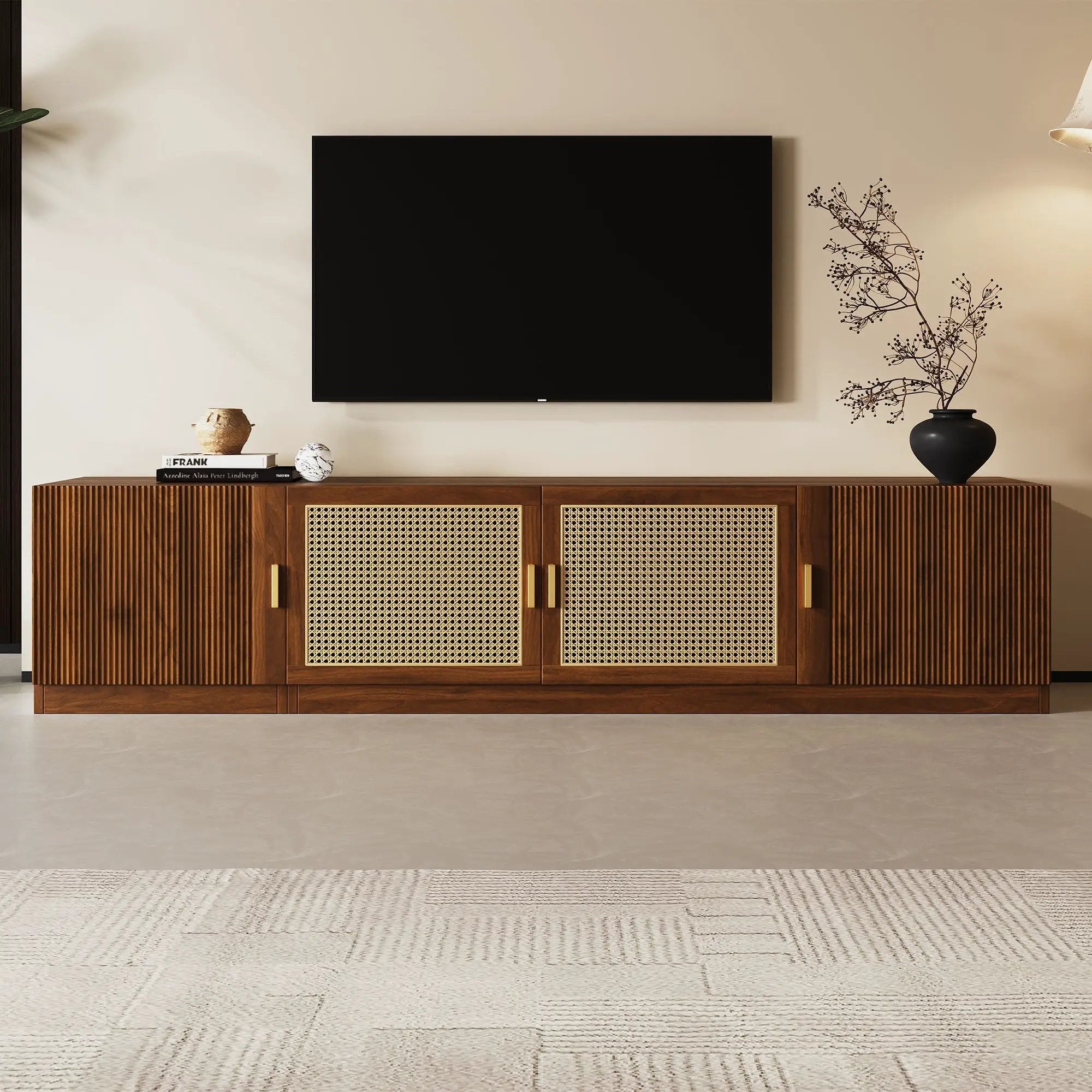 TV Stand, Media Console With Adjustable Shelves - Walnut by HouseOfZazla