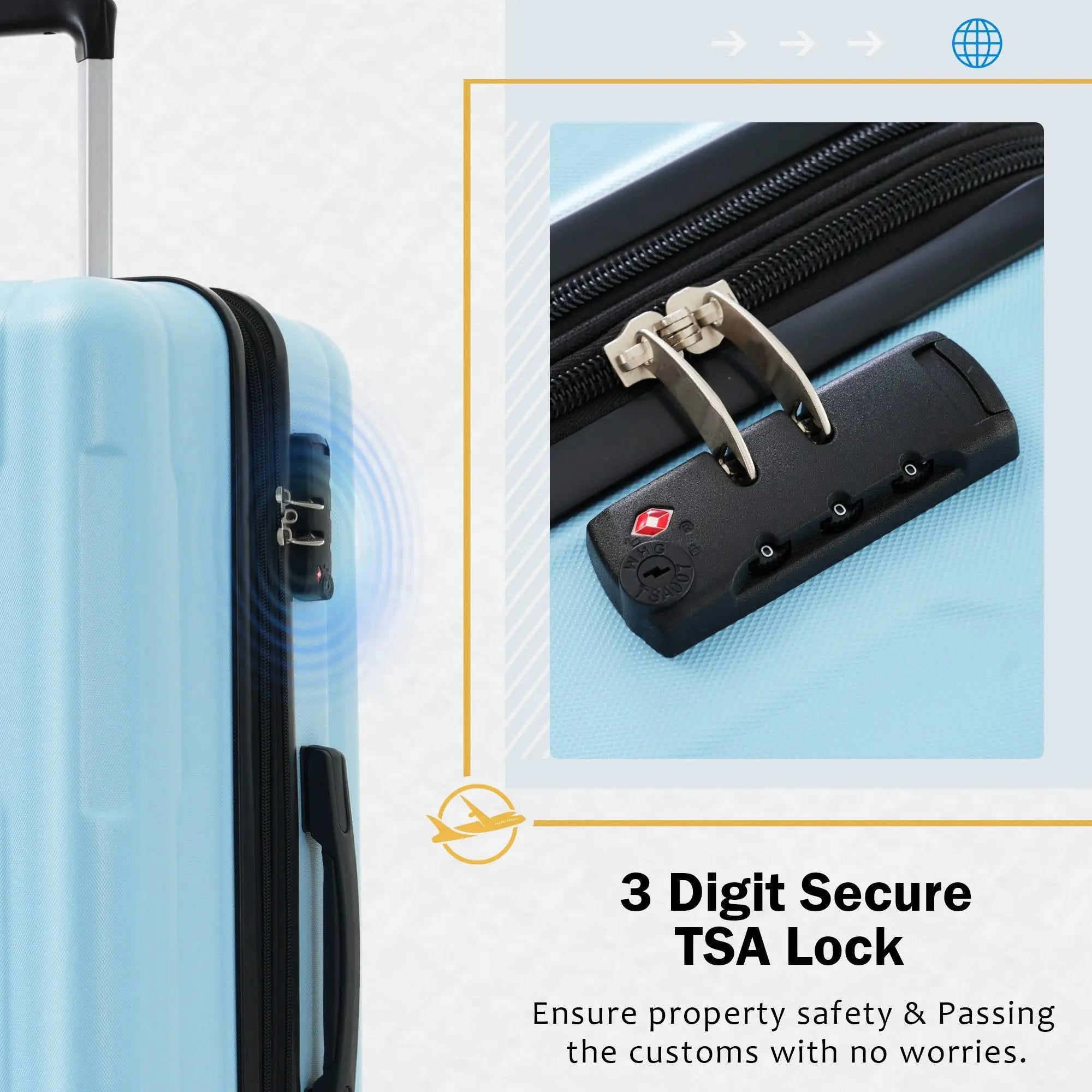 2 Piece Luggage Set With Bags Expanable Spinner Wheels ABS Lightweight Suitcase With Tsa Lock 20" / 28" by HouseOfZazla