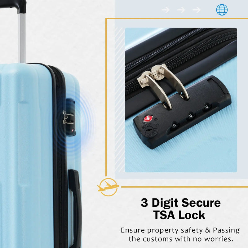 2 Piece Luggage Set With Bags Expanable Spinner Wheels ABS Lightweight Suitcase With Tsa Lock 20" / 28" by HouseOfZazla