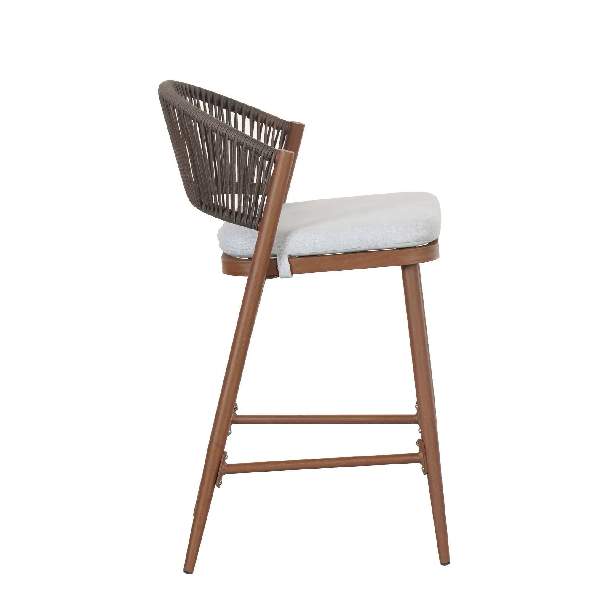 Outdoor 26" Counter Height Metal Frame Counter Stools With Scallop Shaped Backrest & Water Resistant Cushions by HouseOfZazla