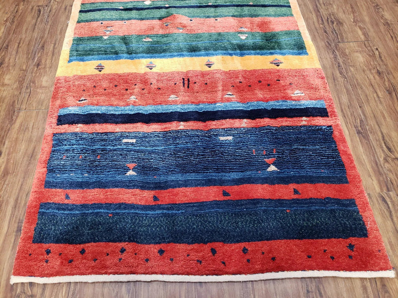 Colorful Persian Gabbeh Rug 4x6, Soft Pile, Colorful Rug, Handmade Hand Knotted Wool Carpet, Home Office Rug, Area Rug for Bedroom 4 x 6 ft by Jewel Rugs