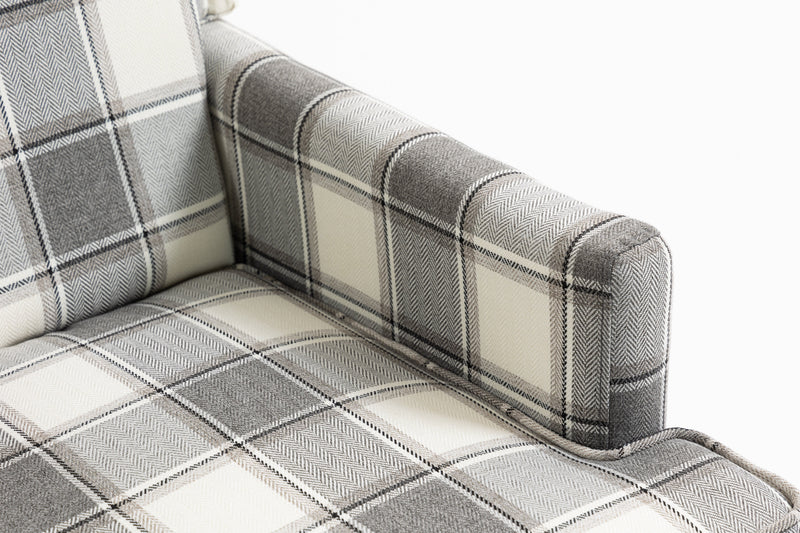 Upholstered Accent Chair, Vintage Armchair with Solid Wood Legs by HouseOfZazla
