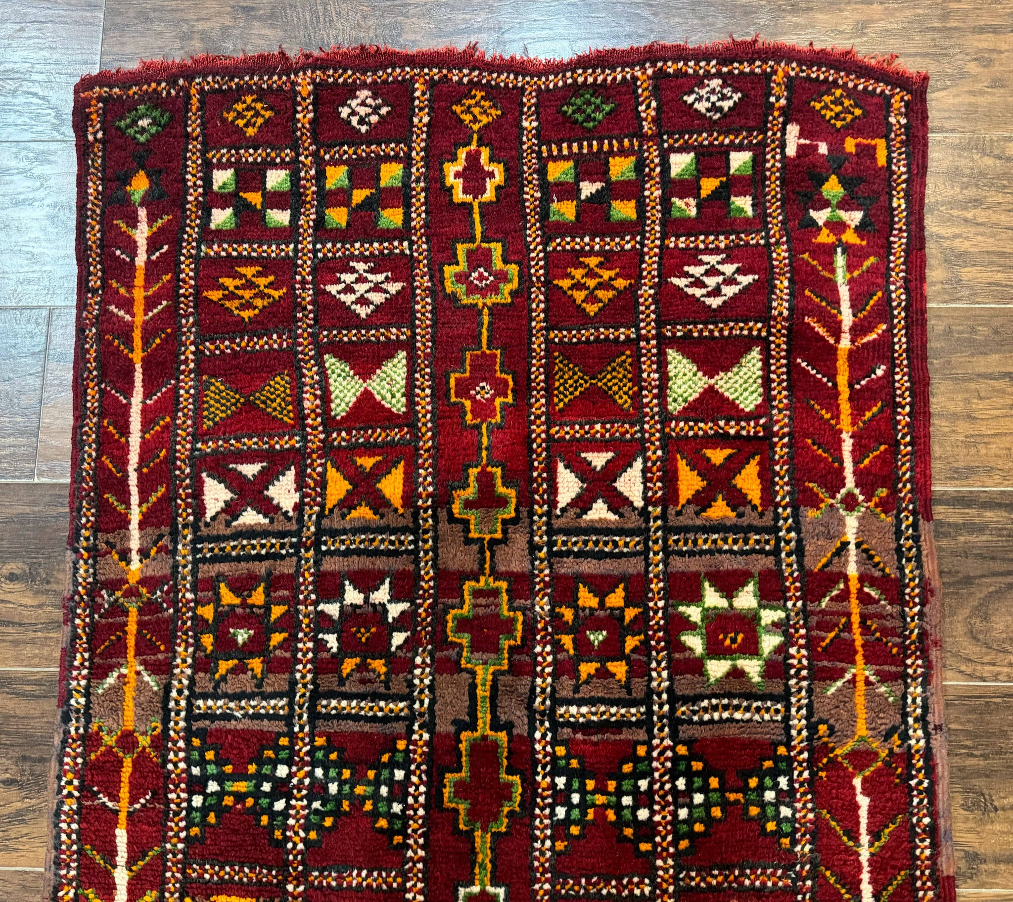Moroccan Berber Tribal Rug 3x5, Geometric Area Rug, Red Orange Brown by Jewel Rugs