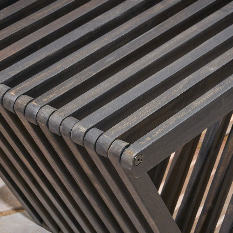 Gloaming Outdoor Bench with Slat Design and Triangular Base by HouseOfZazla