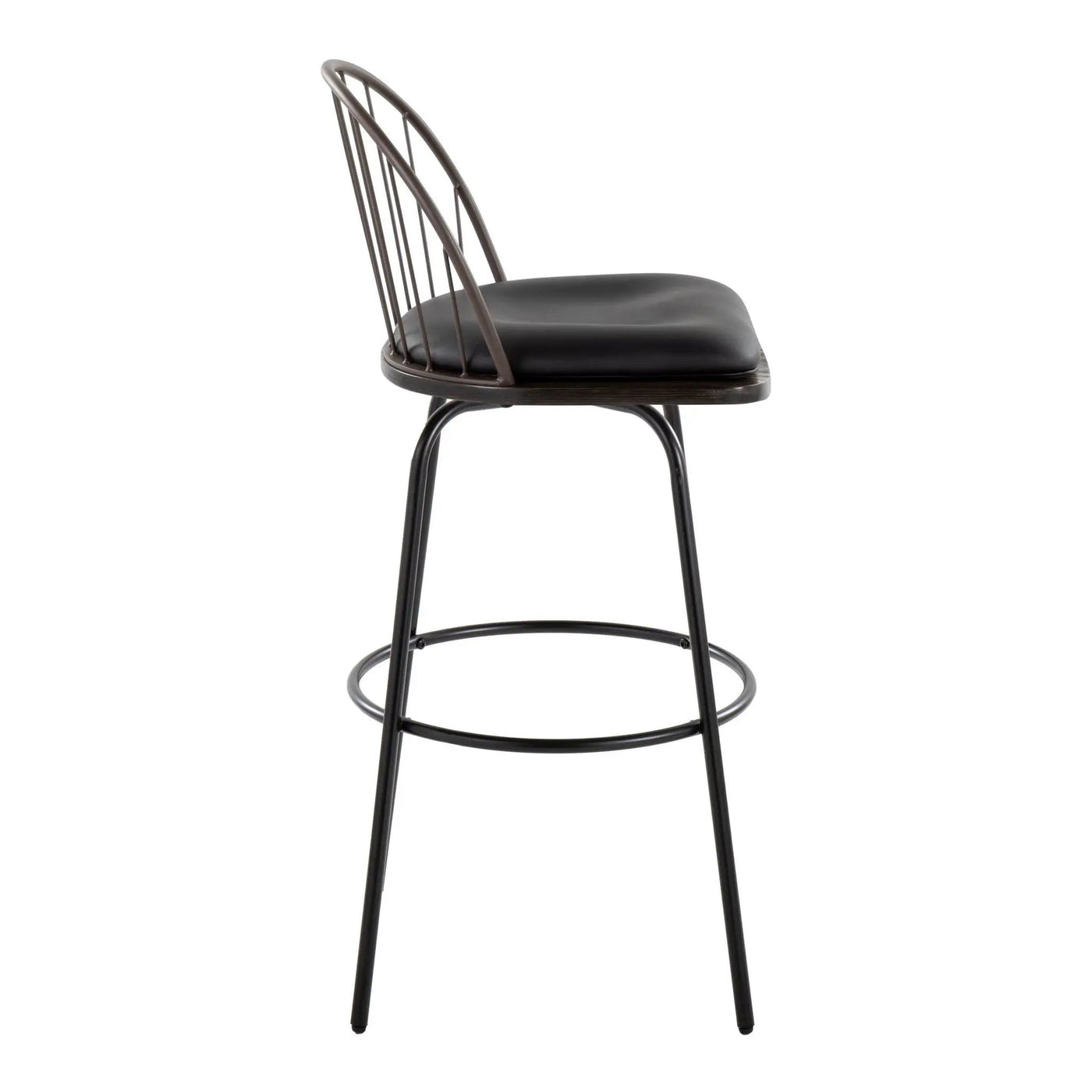 Riley - Claire Farmhouse Fixed Height Barstool With Swivel With Round Footrest (Set of 2) by HouseOfZazla