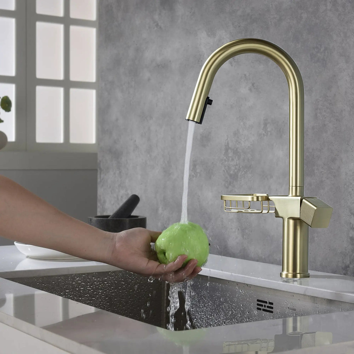 Cincosky - High Arc Pull Down Kitchen Faucet, Single Hole by HouseOfZazla