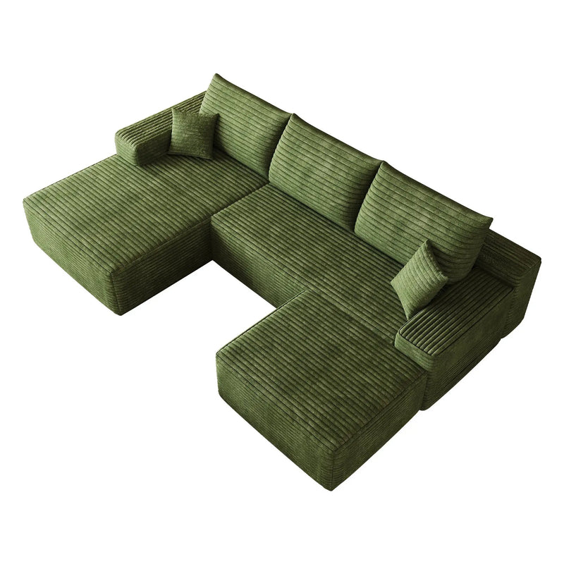 107" Cloud Sectional Sofa with 1 Ottoman by HouseOfZazla