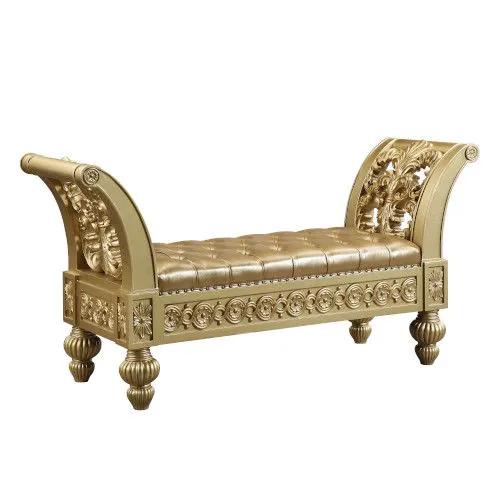Seville - Bench - Gold Synthetic Leather & Gold by Unique Piece Furniture