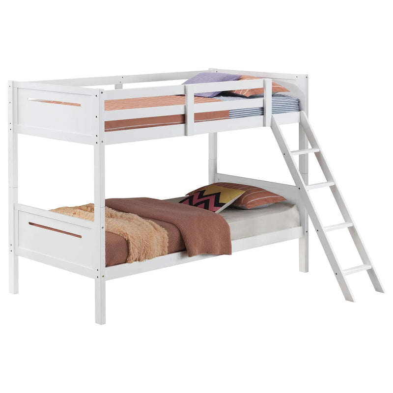 Littleton Wood Twin Over Twin Bunk Bed White by Unique Piece Furniture