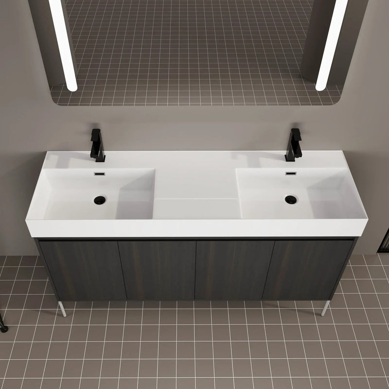 Freestanding Bathroom Vanity With Resin Sink And Storage Cabinet by HouseOfZazla