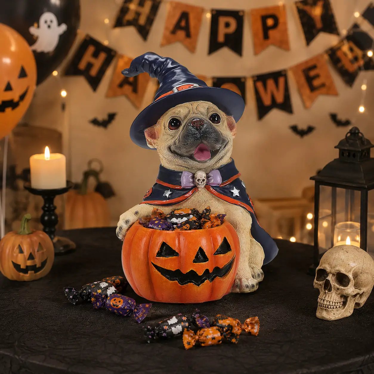 Halloween French Bulldog Witch Puppy Figurine by HouseOfZazla