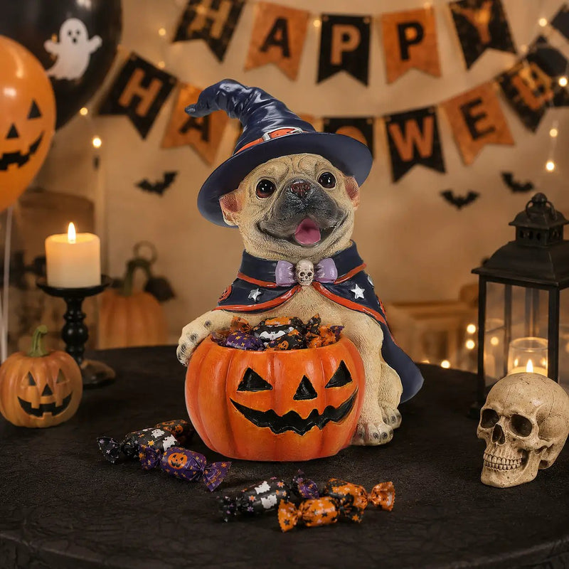 Halloween French Bulldog Witch Puppy Figurine by HouseOfZazla