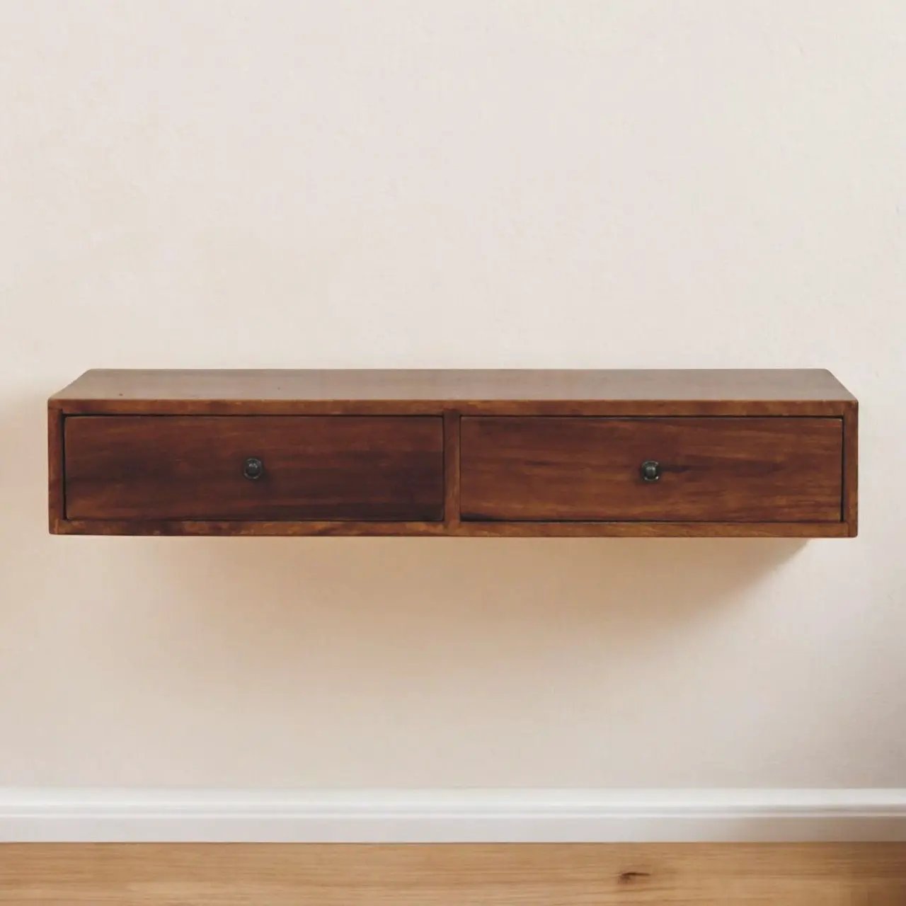 Lunar - 2 Drawer Wall Mounted Console - Brown by HouseOfZazla