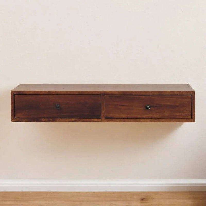 Lunar - 2 Drawer Wall Mounted Console - Brown by HouseOfZazla