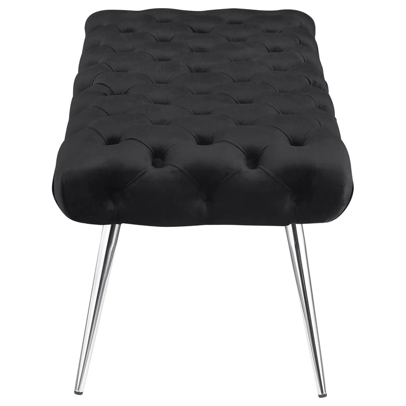 Ella Upholstered Tufted Bench Stainless Steel Legs Black by Unique Piece Furniture