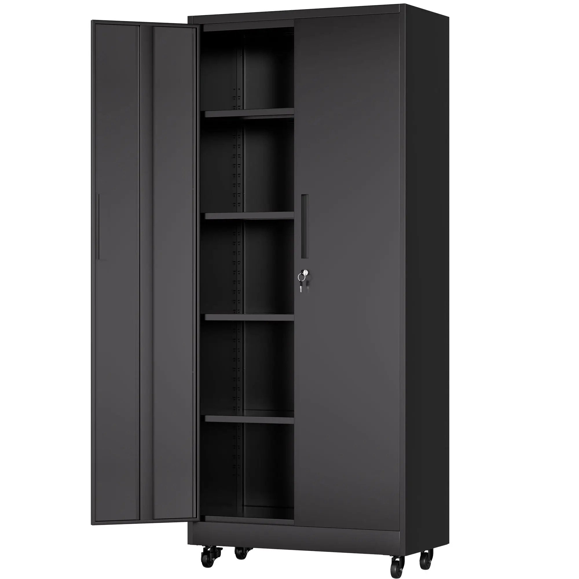 Heavy Duty Rolling Cabinet With Lock, Garage Storage Cabinet, 4 Adjustable Shelves For Tool Organization by HouseOfZazla