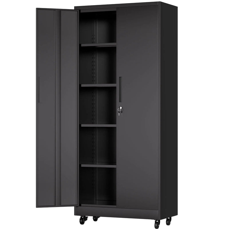 Heavy Duty Rolling Cabinet With Lock, Garage Storage Cabinet, 4 Adjustable Shelves For Tool Organization by HouseOfZazla