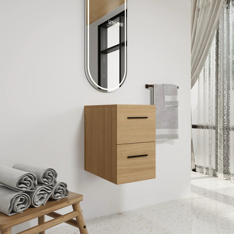 Floating Bathroom Vanity Drawer Base, Wall Mounted Storage With 2 Drawers - Light Oak by HouseOfZazla