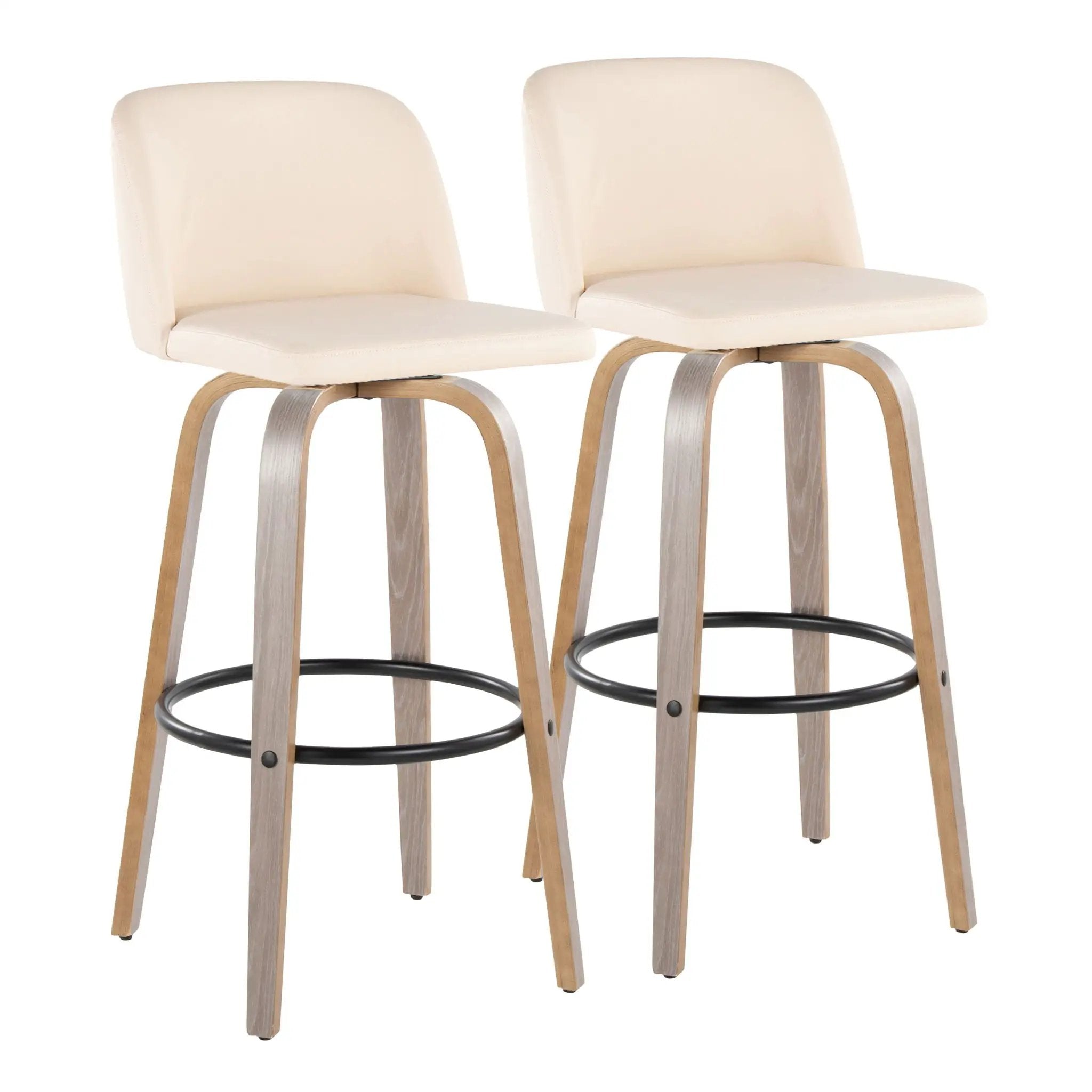 Toriano - Fixed Height Contemporary Barstool With Swivel With Round Footrest (Set of 2) by Unique Piece Furniture