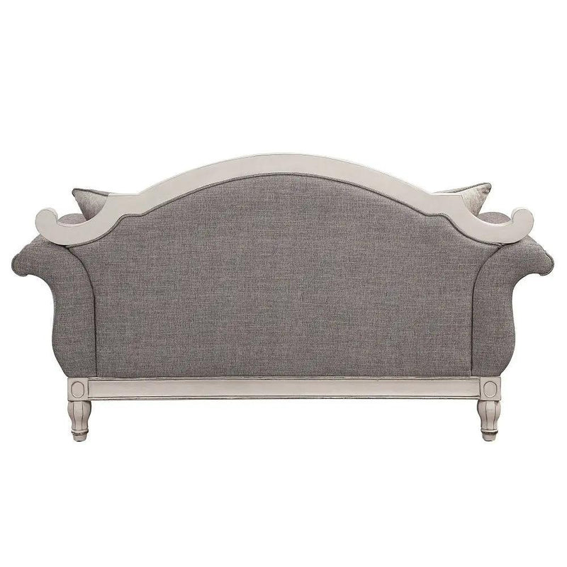 Florian - Loveseat With 3 Pillows - Gray Fabric & Antique White by Unique Piece Furniture
