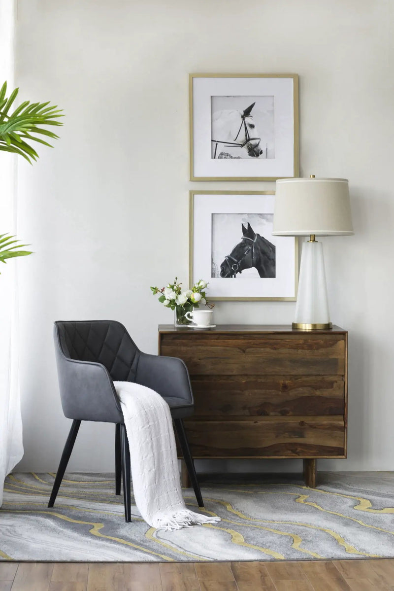 Wall Art Horse Animal Printing, Wall Decor Accent (Set of 2) - Golden / White by Unique Piece Furniture