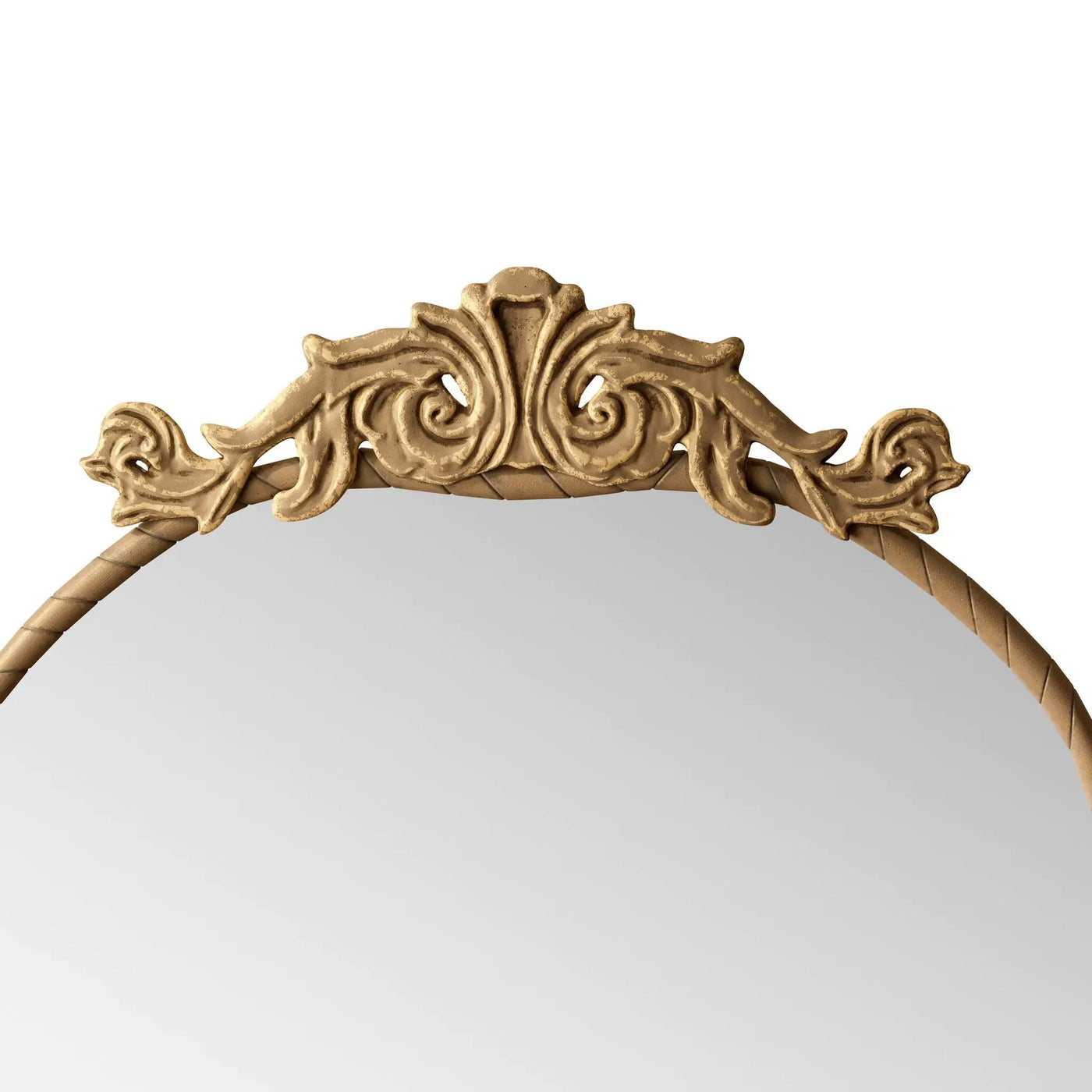 Full Body Arched Mirror With Vintage Carved Applique by HouseOfZazla