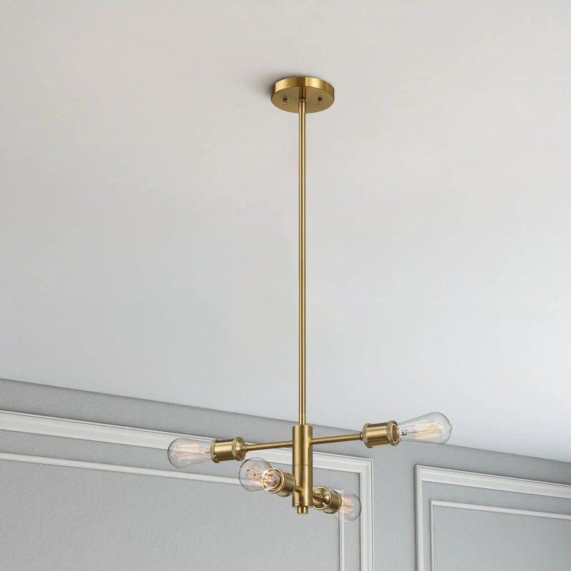 Trellis - 4 Lights Modern Gold Chandelier Vintage Pendant Fixture For Living Room - Clear / Gold by Unique Piece Furniture