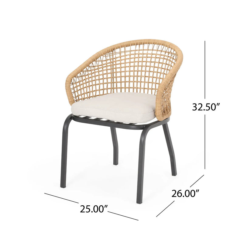Outdoor Wicker Chair with Powder Coated Iron Legs by HouseOfZazla