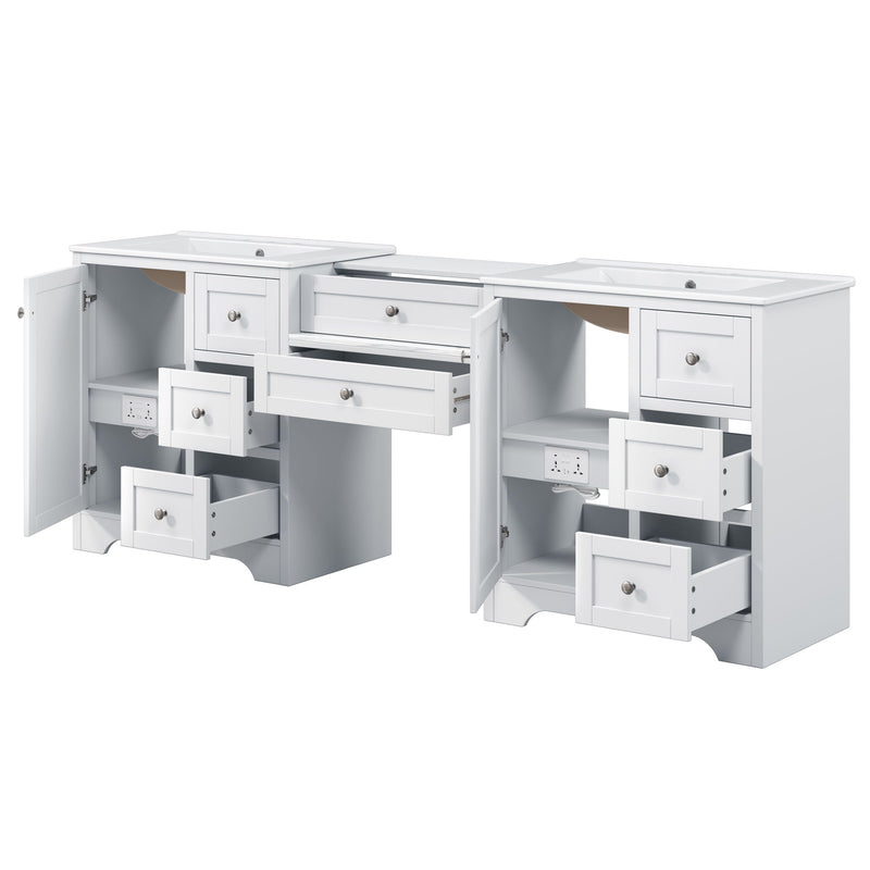 Double Sink Bathroom Vanity With Countertop, 2 Ceramic Sinks, 6 Drawers by HouseOfZazla