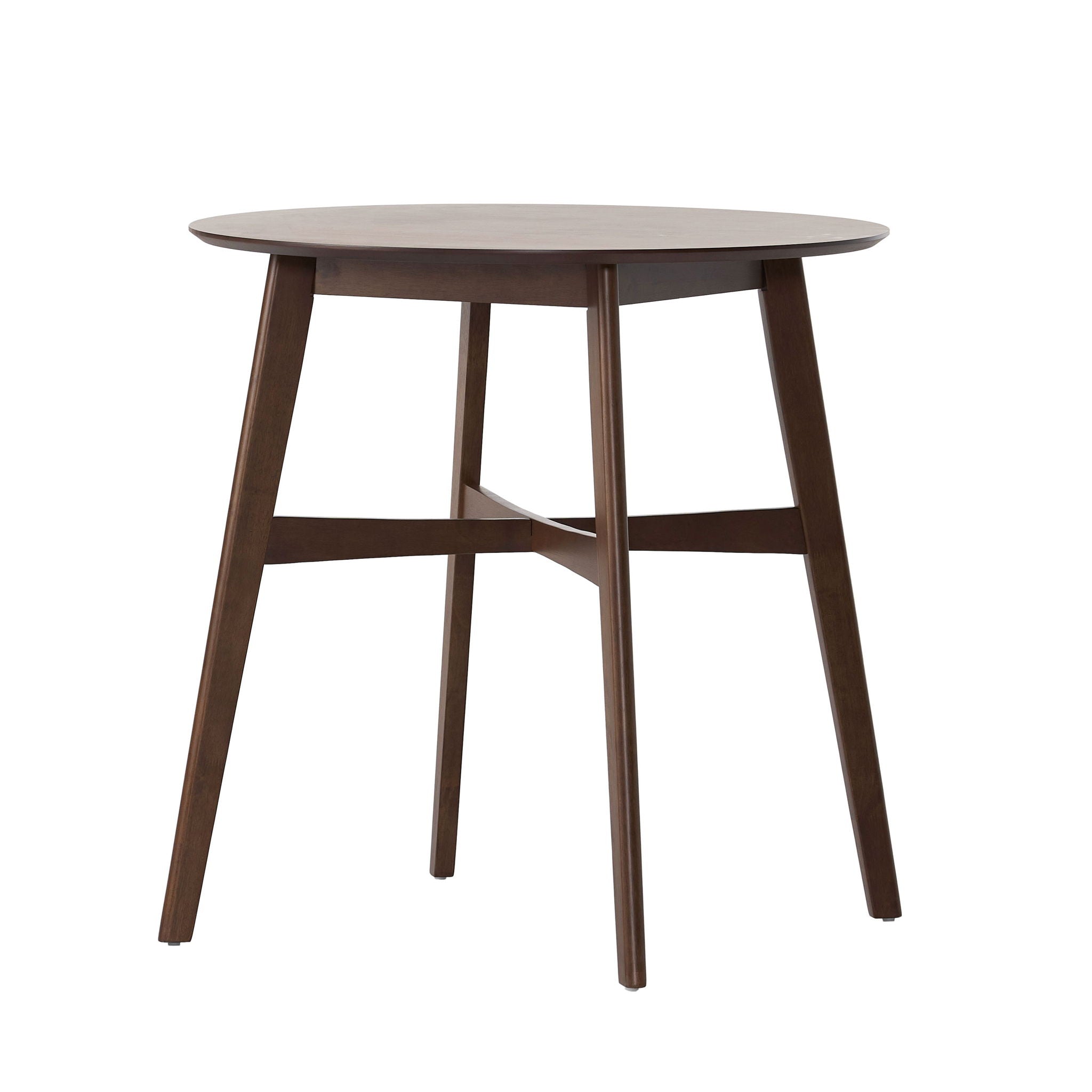 Round Counter Height Dining Table With Thick Rubberwood Legs And Support Beams - Walnut by HouseOfZazla